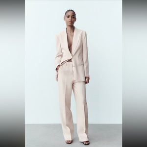 Zara Pale Blush Tailored Blazer and Trousers Set